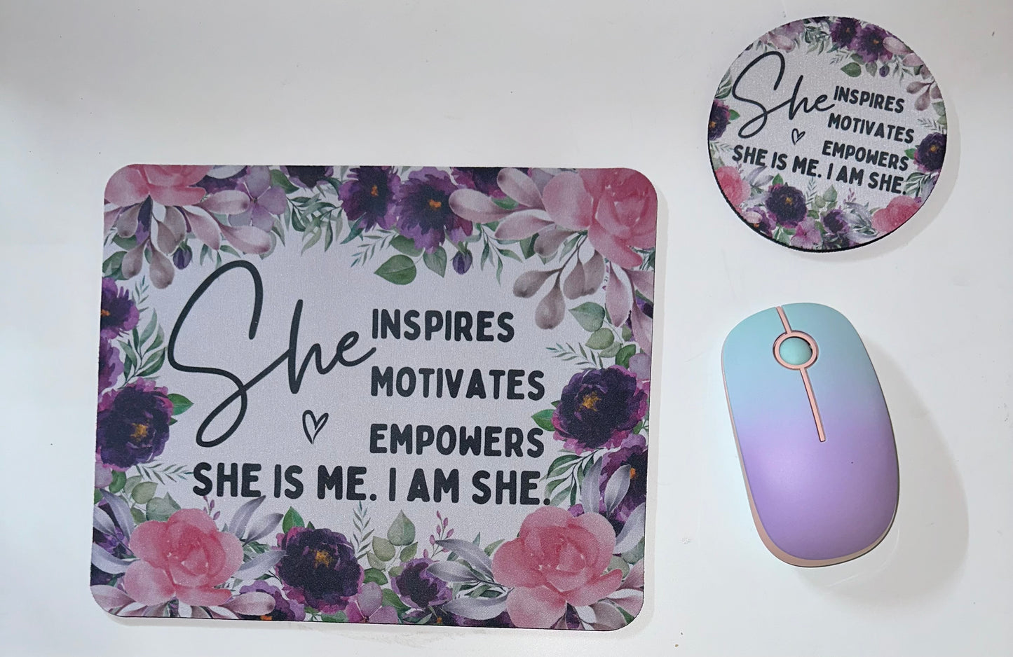 SHE Mouse Pad & Coaster Set