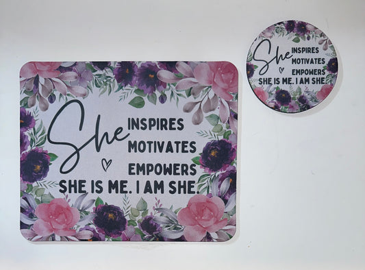 SHE Mouse Pad & Coaster Set