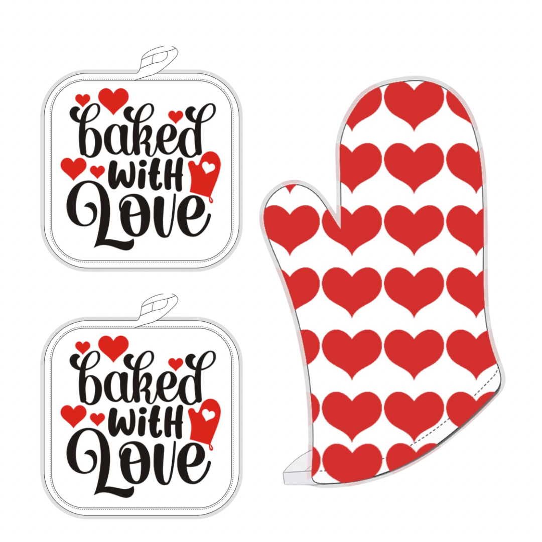 Baked With Love Oven Mitt Set